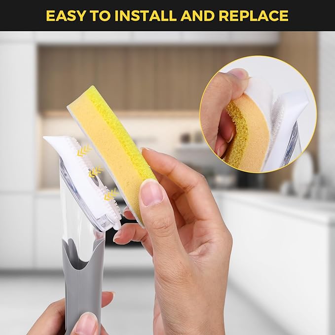 Sponge Refills for Scrub Daddy Dish Daddy - 10 Packs Dish Wand Refills, Scrub Brush Replacement Heads, Dish Brush Replacement Head for Kitchen Cleaning, Yellow (Only Sponge Heads)