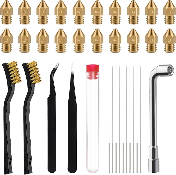 Ender 3 Nozzles 0.4MM,20Pcs 3D Printer Brass Hotend Nozzles with 16Pcs 3D Printer Nozzle Cleaning Kit,3D Printer Toos for Creality Mk8 Ender 3/Ender 3 Pro Upgrades/Ender 3 V2,3D Printer Accessories