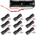 10pcs 18650 Battery Clip 1 Slots 3.7V Plastic 18650 Battery Storage Box Case with Black and Red Wire Leads for 18650 Battery with Connect Lead