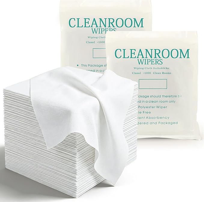 Cleanroom Cloth Wipes 4"x4" (bag of 400 Pcs) Microfiber Lint Free Cloth Disposable Clean Cloths Laser Sealed Edge for Lab Semiconductor Industries and Printing