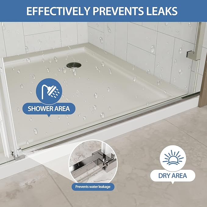Frameless Sliding Shower Door for 56–60 in Wide Shower, Stainless Steel Barn-Style Glass Shower Door, Single Sliding, with Shatterproof Film, Chrome