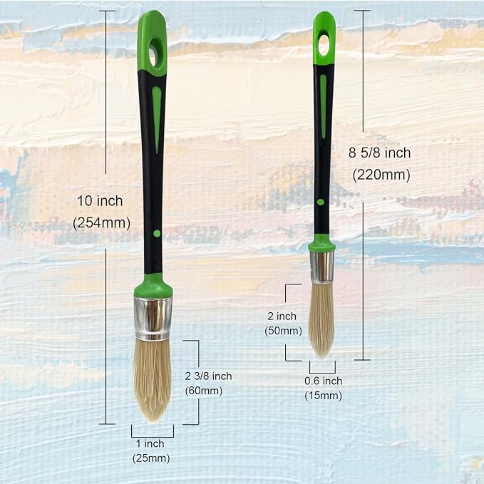 Small Paint Brushes for Touch Ups, Trim Stain Brushes for Sash, Baseboards, House Wall Corners and Art Application, Multi-Pack of 2 Sizes: 0.6-inch (15mm) and 1-inch(25mm)