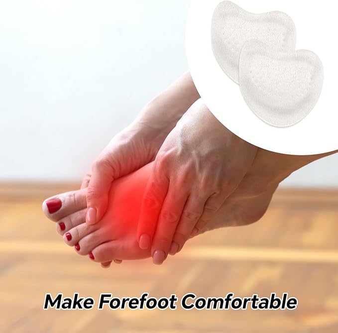 2 Pairs Metatarsal Pads, Breathable Ball of Foot Cushions Microfiber Leather and Sponge Forefoot Support Pads for Women Men Heels All-Day Comfort