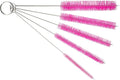 10" Tube Cleaning Brush Set, 5 Pack Large, Extra Long Nylon Straw Brushes with Flexible Handles for Bottles, Cleaning Straws, Pipe Cleaners, Keyboard, Glass, Guns, Detailing and Deep Cleaning, Pink