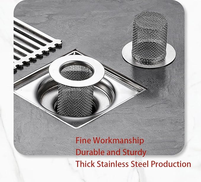 Shower Drain Hair Catcher, Shower Drain Cover - Drop-in Stainless Steel Mesh Hair Trap, Reusable Anti-Clog Drain Strainer for Bathroom Sink/Shower/Tub, Fits for ID 2-inch Holes