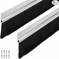 Frienda 2 Set Door Brush Bottom Sweep Brush Weather Stripping Aluminum Door Seal with Screws for Gaps up to 1 Inch, for Home, Commercial Gate, Fill Gaps Dust, Debris (1 x 36 Inch,Silver)