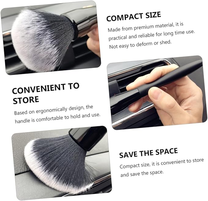Car Detailing Brush Air Vent Cleaning Brush Soft Bristle for Automotive Air Conditioner Vent Dust Removal Black and White