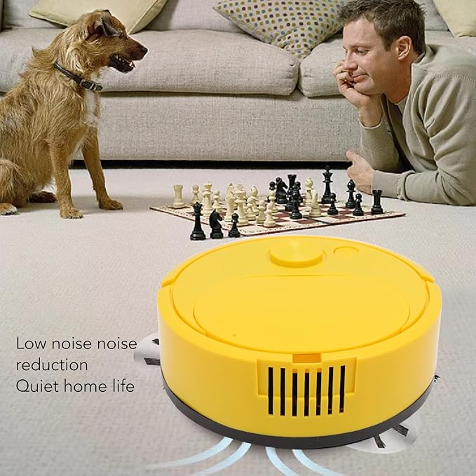 Robot Vacuum Cleaner, Multifunctional USB Charging Mini Robot Vacuum Sweeping Robot for Wooden Flooring Tile Carpet (Yellow)