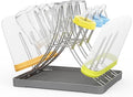 Baby Bottle Drying Rack, Space Saving Bottle Drying Tree Rack with Drainboard for Cups, Mugs and Glass, Sports Bottle, Holds Up to 15 Baby Bottles ，Foldable,Stainless Steel,