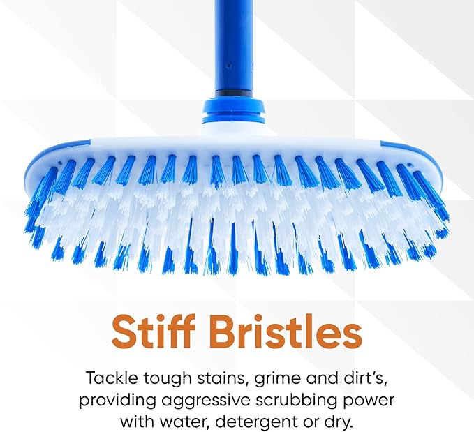 Superio Deck Scrub Brush with Long Handle 54", Heavy Duty Stiff Bristles Grout Scrubber with Scraper - Cleans Hot Tub, Swimming Pool, Granite Tiles, Bathroom, Patio, Kitchen, Wall and Deck (3, 54")…