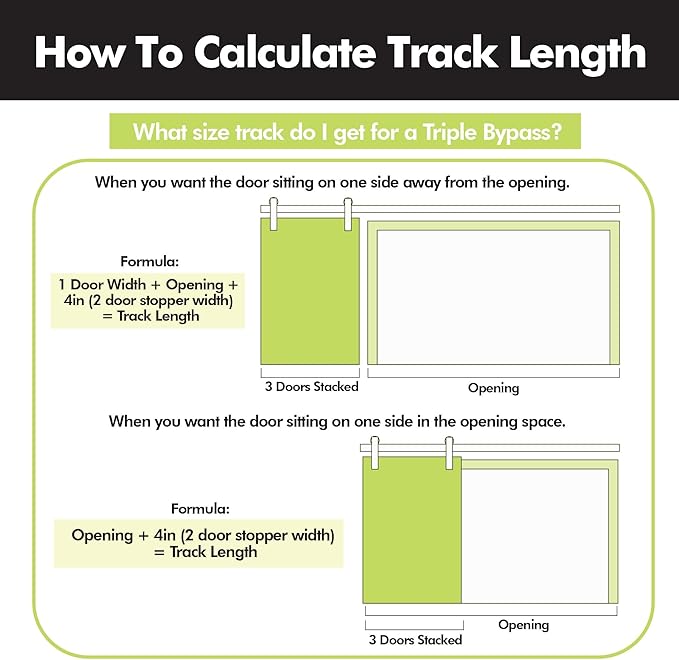Homacer Brushed Nickel Rustic Triple Track Bypass Sliding Barn Door Hardware Kit (for Door Thickness 1-1/4in~1-3/8in), Three 20ft Long Flat Tracks,for Three Interior Doors（Doors NOT Included）