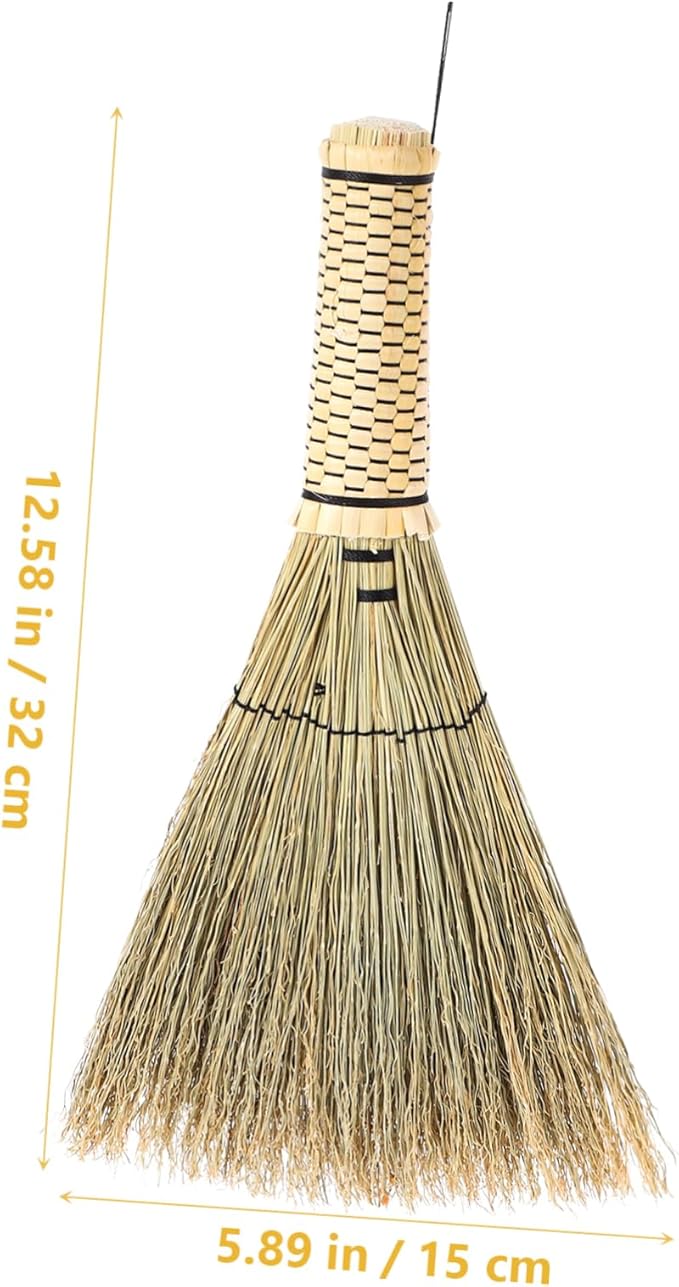 PRETYZOOM Small Corn Broom with Short Handle Handcrafted Whisk Broom for Easy Cleaning of Dust Dirt and Debris Bedrooms Sofas Carpets and Cars Portable Mini Sweeping Tool