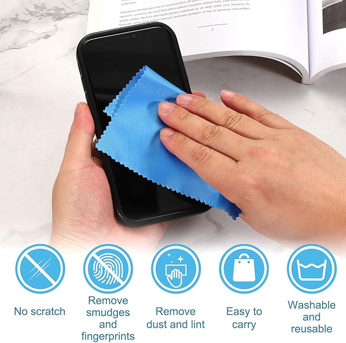 PATIKIL Eyeglass Microfiber Cleaning Cloth 7"x6", 50 Pack Glasses Cleaning Cloth Soft Wipe Screen Cloth for Camera Lens Eyeglasses Screens in Individual Vinyl Pouch, Green