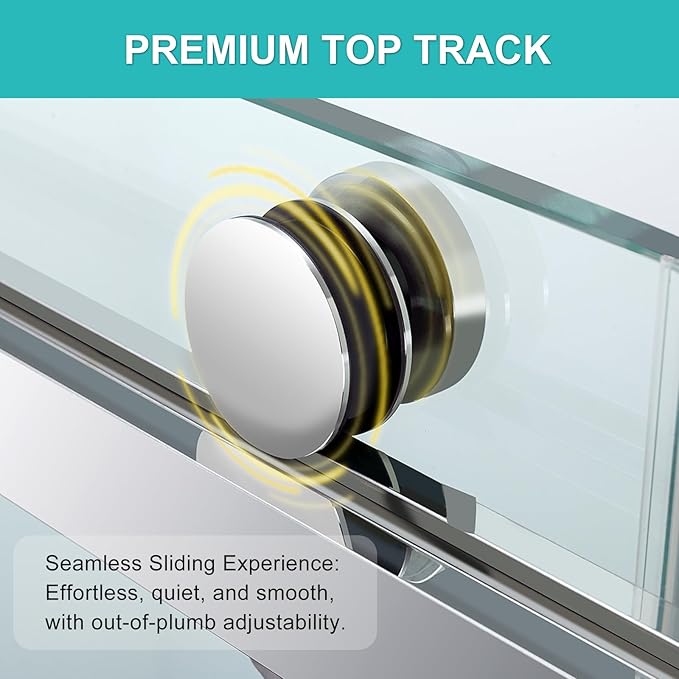 Milano Double Sliding Shower Door, 54 in.W x 74 in.H Framed Shower Door 5/16"(8mm) Clear Tempered Glass, 18 inch Pull Handle, Stainless Steel Hardware, Polished Chrome Finished
