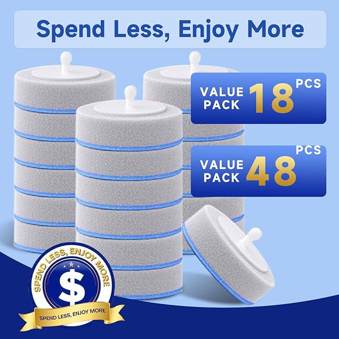 Disposable Toilet Brush, All-in-One Toilet Cleaning System,Toilet Bowl Wand Kit with 18 Count Scrubbing Pads Refills,Wall-Mounted,Compact,Multipurpose