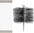 Wire Chimney Cleaning Brush with 1/4 Npt Fitting and 12 Rods, 6 Inch Round Steel Chimney Cleaning Brush and 16 Inch Fiberglass Rods for Hearth Fireplace(All-in-one)