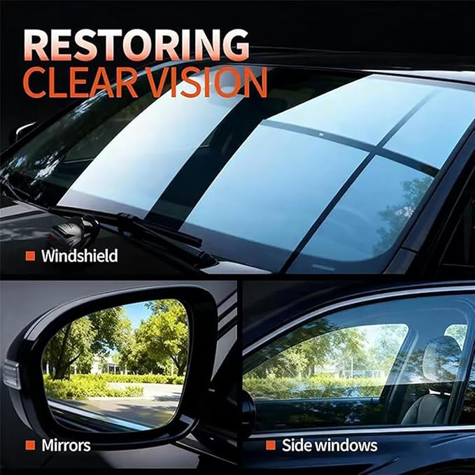 Glass Oil Film Remover for Car,Glass Emulsion Cleaner,Automotive Oil Film Cleaning Brush for Window & Mirror,Removes oil film & Smudges,Clearvision Improve Driving Visibility (100 g)