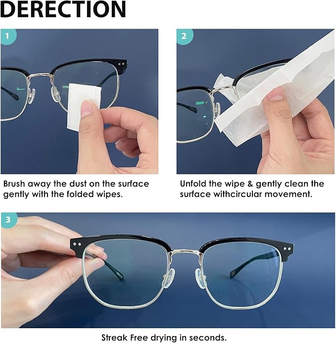 600 Count Lens Wipes for Eyeglasses, Eyeglass Lens Cleaning Wipes Pre-moistened Individually Wrapped Sracth-Free Streak-Free Eye Glasses Cleaner Wipes for Sunglass, Camera Lens, Goggles