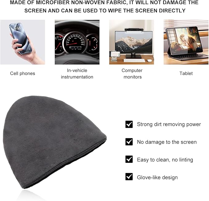 Car Screen Cleaner, Soft Microfiber Cloth Touch Screen Wipe Triangle Cleaning Tool, Reusable Scratch-Free Cleaning Pads for Vehicle Dashboard LCD Display Laptop Tablet