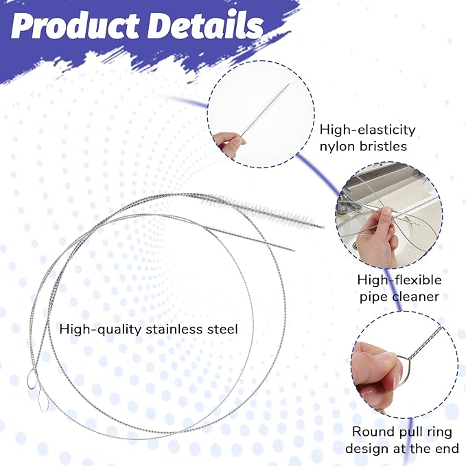 2 PCS Extra Long Pipe Cleaners, 39.4 in Straw Cleaner Brush Extra Long, White Tube Cleaning Brush for Cleaning Straw, Feeding Tubes, Line and Pump