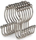 Goowin Shower Curtain Hooks, 12 Pcs Shower Curtain Rings, Stainless Steel Shower Curtain Hangers, Double Hook Shower Curtain Hooks, Smooth Sliding Anti-Drop Shower Rings for Curtain (Matte Nickel)