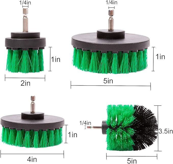 4 Packs Drill Brush Kit, Drill Scrubber Attachment Set for Cleaning Kitchen, Stove, Cabinet, Counter, Carpet, Linoleum