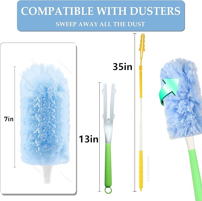 Heavy Duty Duster Refill for Swiffer Duster, Disposable Dusters Kit for Cleaning Dusting Furniture Blind Ceiling Fan, Multi Surface 360 Feather Dusters(25) +1 Handle
