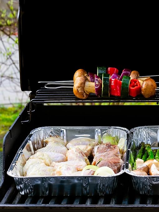 40 Pack Disposable Aluminum Foil Pans Assorted Sizes - 20 Large 10.25x12 Half Size Aluminum Pans & 20 Small 8x8 Tin Foil Baking Pans, Tin Trays Containers for Meal Prep, Food Cooking, Roasting