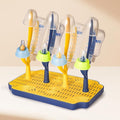 Baby Bottle Drying Rack with Tray – Space Saving Bottle Organizer & Drying Holder for Bottles, Cups, Nipples and Pump Parts – Countertop Rack for Baby Feeding Supplies (Yellow/Blue)