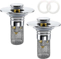 Bathroom Sink Drain Strainer, Pop-up Sink Drain Strainer with Removable Strainer Basket Hair Catcher, Bathroom Sink Stopper,2 Packs
