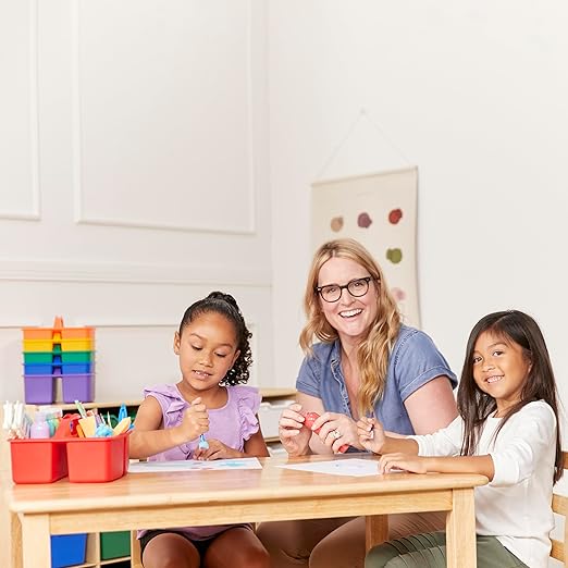ECR4Kids 3-Compartment Storage Caddy, Storage Organizer, Primary, 6-Pack