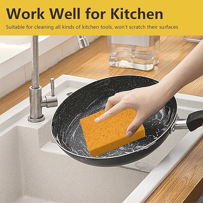 Car Wash Sponges, 3 Pack Extra Thick Large Cleaning Sponge Multi-Purpose for Bathroom Kitchen Bike Boat, Large Size Sponges 4'' X 6'' (Yellow)