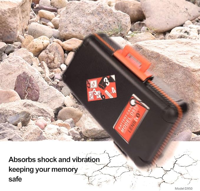 LENSGO Camera Battery Memory Card Case, Memory Card Hard Protector Case Water-Resistant Anti-Shock Compact Camera Battery Card Storage Box