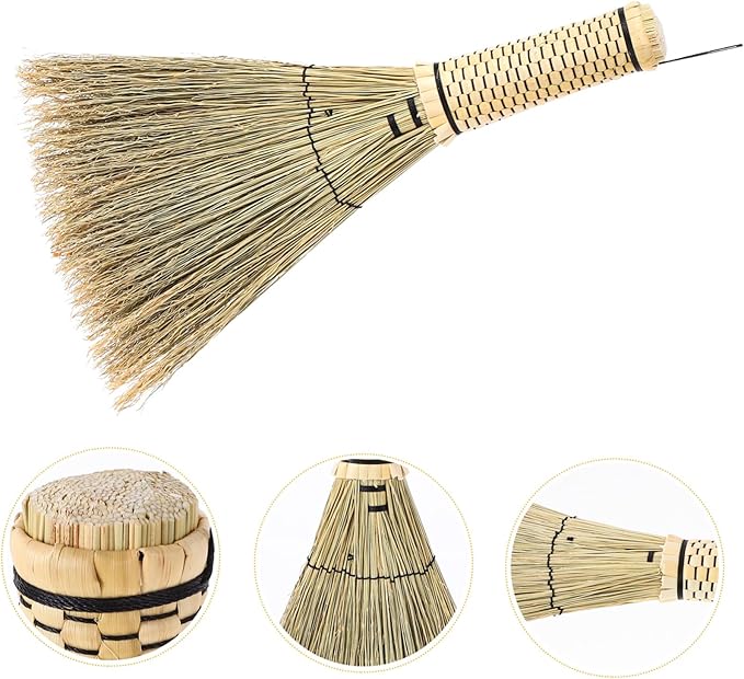 Small Corn Whisk Broom with Short Ergonomic Handle for Bedroom Sofa Carpet Cleaning Handmade Mini Hand Broom for Dust Dirt Sweep Versatile and Convenient Household Tool