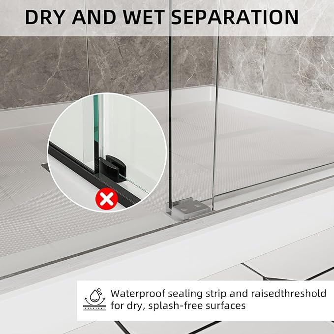56-60" W x 74" H Frameless Shower Door, Double Sliding Shower Door with 5/16" (8mm) Clear SGCC Tempered Glass, Brushed Nickel Finish Shower Doors, Reversible Installation