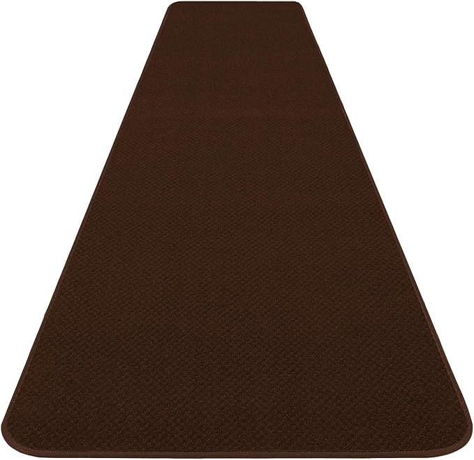 House, Home and More Skid-Resistant Carpet Runner - Chocolate Brown - 12 Feet X 27 Inches