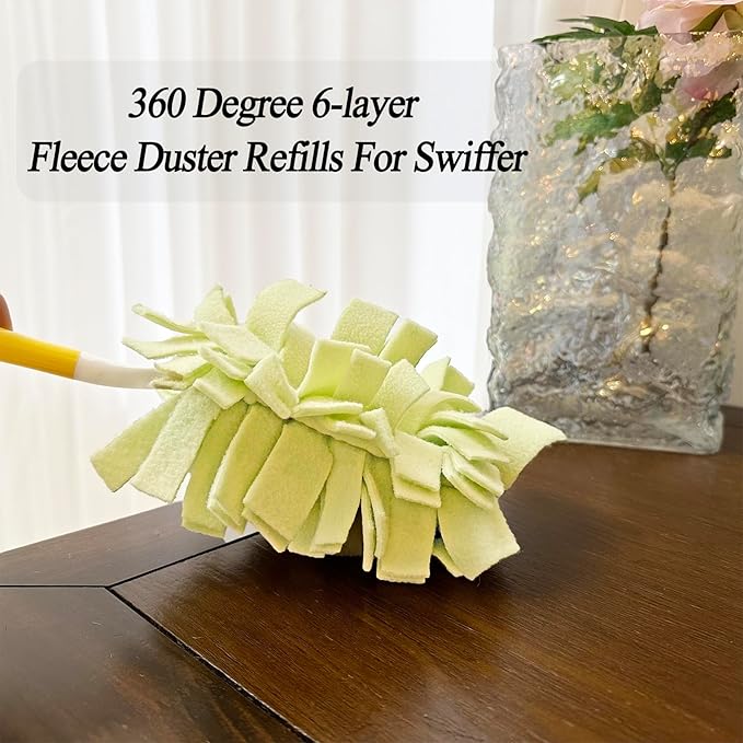 6 Layer Fleece Duster Refills for Swiffer Hand Duster, Zero Waste, Reusable and Washable Replacement Dusters for Cleaning Ceiling Fan Hardwoods (6 Pack-Multicolour-A)