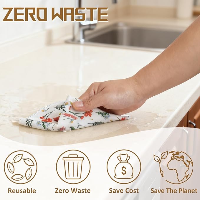 25 Pack Reusable Tissue Paperless Towel Roll Washable Cotton for Kitchen Towels Zero Waste Products Replacement Tissue (RT-E)