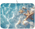 Starfish and Seashell on The Summer Beach Dish Drying Mat for Kitchen Counter Absorbent Microfiber Small Drying Pad Dish mats for Kitchen Countertops 16 x 18 Inch