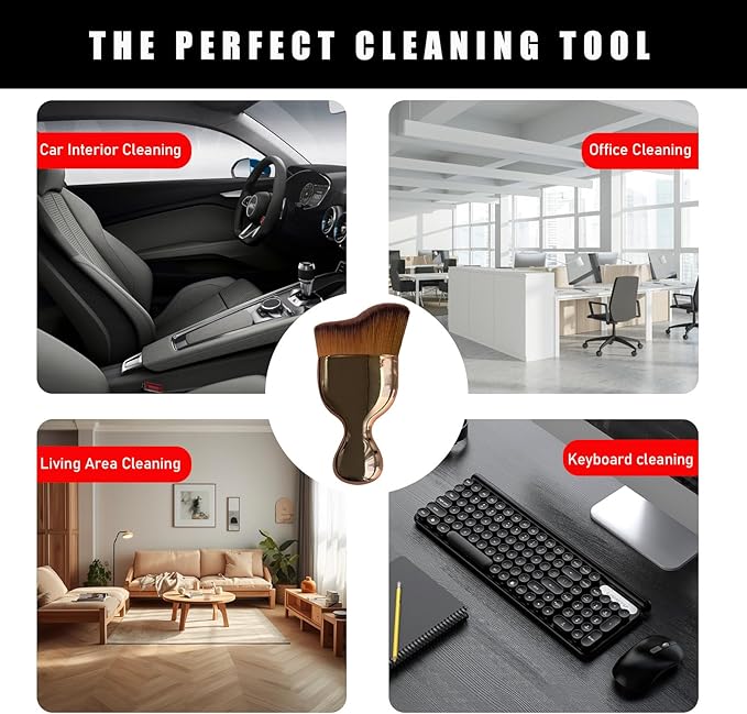 2PCS Car Interior Dust Brush, Soft Scratch Free Auto Detailing Brushes, Universal Vehicle Interior Cleaning Tool for Automotive Dashboard, Air Vents, Leather (Rose Golden)