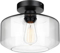 MAXvolador Industrial Semi Flush Mount Ceiling Light Large, Clear Glass Pendant Lamp Shade, Lighting for Hallway, Vintage Hanging Light Fixtures