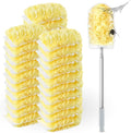 Duster Refills,Static Dust Removal Brush Disposable Replacement Head Compatible with Swiffer Duster Refills for Electronics, Furniture, Blinds, Ceiling Fans (Yellow, 30 Refills+1 Extension Pole)