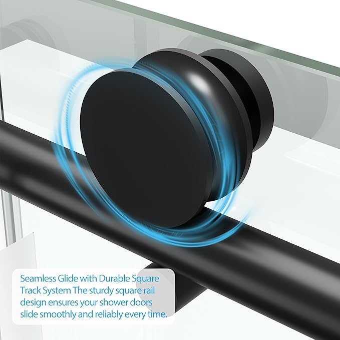 Bathtub Shower Door, 60" W x 59" H Sliding Shower Door for Standard 60 Inch Bathtubs, 1/4" (6mm) SGCC Tempered Glass with Matte Black Finish and 304 Stainless Steel Hardware