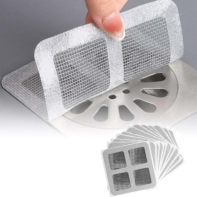 Disposable Shower Drain Cover Hair Catcher Shower Drain Mesh Stickers, Bathroom, Laundry, Bathtub, Kitchen, Sink, for Human and pet Hair (10 PCS)