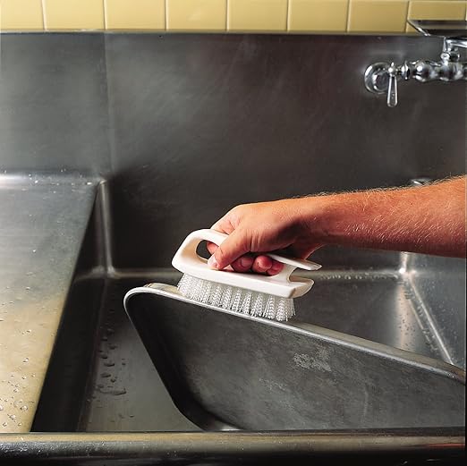 SPARTA 4002404 Ergonomic Iron-Shaped Handle Scrub Brush, 6", Yellow