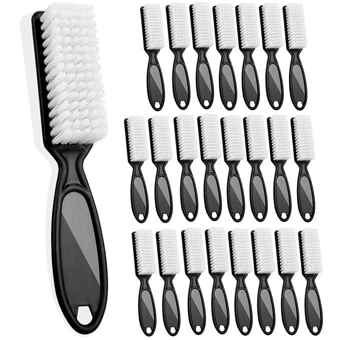Handle Grip Nail Brush - Nail Brushes for Cleaning Fingernails, Long Handle Hand Fingernail Brush, Scrub Cleaner for Finger Nial, Multicolor, DAYGOS (Black-24pcs)