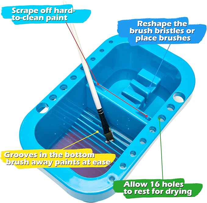 MyLifeUNIT Paint Brush Cleaner, Paint Brush Holder and Organizers with Palette for Acrylic, Watercolor, and Water-Based Paints (Royal Blue)