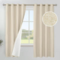 YoungsTex Natural Linen Blackout Curtains 63 Inch Length for Bedroom, Thermal Insulated Drapes with Grommet Room Darkening for Living Room Window Energy Saving, 2 Panels, 52 X 63 Inch