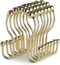 Goowin Shower Curtain Hooks, 12 Pcs Shower Curtain Rings, Stainless Steel Gold Shower Curtain Hooks, Rust Proof Shower Curtain Hangers, Smooth Sliding Anti-Drop Shower Rings for Curtain (Gold)