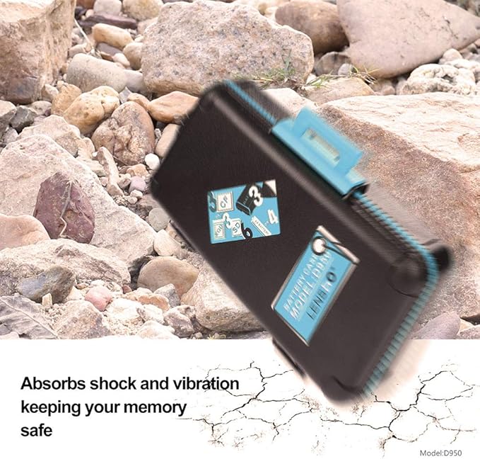 LENSGO Camera Battery Memory Card Case, Memory Card Hard Protector Case Water-Resistant Anti-Shock Storage Box for 3 Camera Batteries 3 XQD or 3 CF Cards 6 SD Cards（Blue）